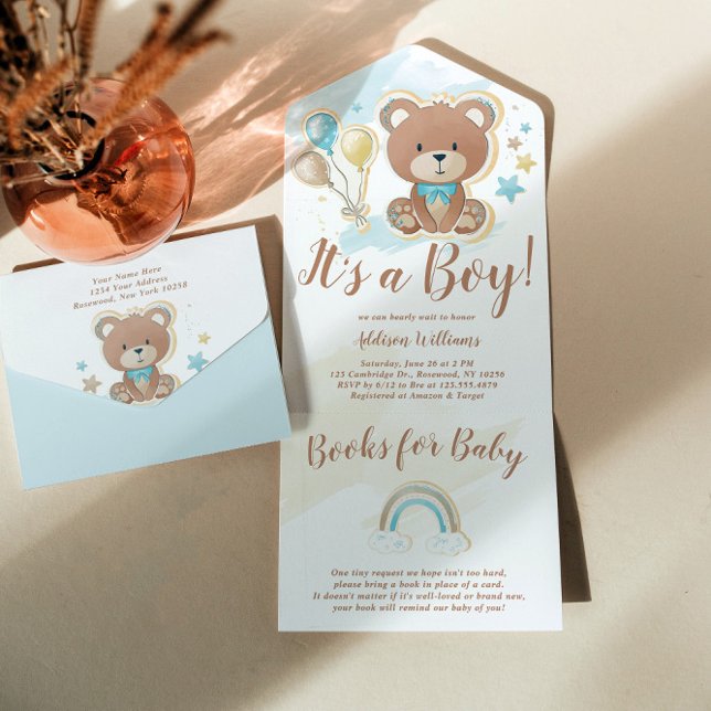 Invitation Tout En Un C'est un Baby shower d'ours en peluche (Créateur téléchargé)