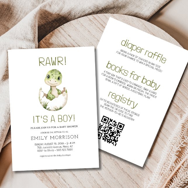 Invitation Tout en un C'est un garçon Dinosaure bébé Douche g (Créateur téléchargé)