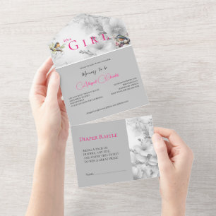 Invitation Tout En Un C'est une fille à fleurs rousses