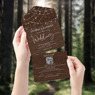 Invitation Tout En Un Chaîne Rustique En Bois Éclairage Tout En Une Invi