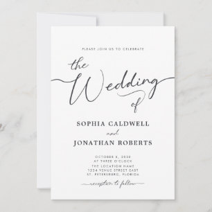 Invitation Tout en un Charcoal Grey Calligraphie Mariage Invi