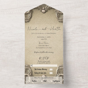 Invitation Tout En Un Charme élégant et vintage du Sud toile de jute den