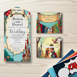 Invitation Tout En Un Château de forêt enchantée Fairytale Mariage