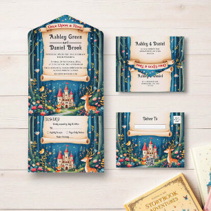 Invitation Tout En Un Château forestier enchanté Fairytale Mariage
