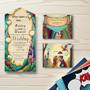 Invitation Tout En Un Château forestier enchanté Woodland Fairytale Mari