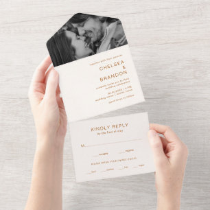 Invitation Tout En Un Chelsea Earthy Neutrals Mariage moderne