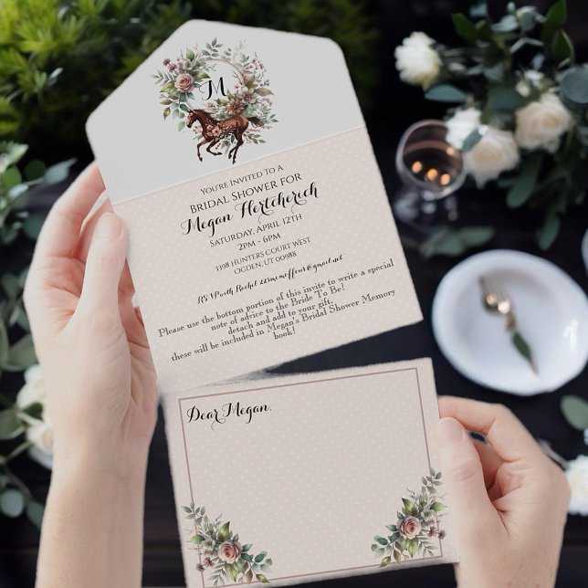 Invitation Tout En Un Cheval Thoroughbred Fleur équestre (Personalize this beautiful design!)