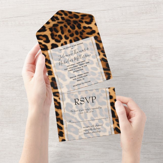 Invitation Tout En Un Chic Brown Leopard (Déchirure)