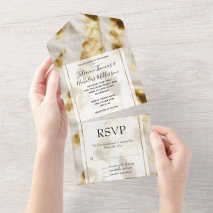 Invitation Tout En Un Chic Gold White Cowhide