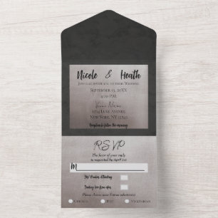 Invitation Tout En Un Chic moderne gris & rose brillant Mariage