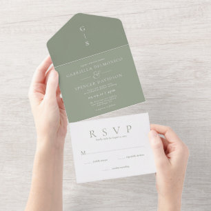 Invitation Tout En Un Chic nuances de Sage Green Mariage