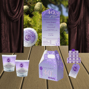 Invitation Tout En Un Chic Purple Parties scintillant 40e Joyeux anniver