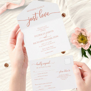 Invitation Tout En Un Chic Rose Gold Calligraphie Décontracté Mariage