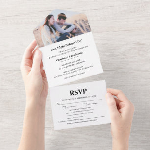 Invitation Tout En Un Choix de menu de dîner de répétition avec photo pe