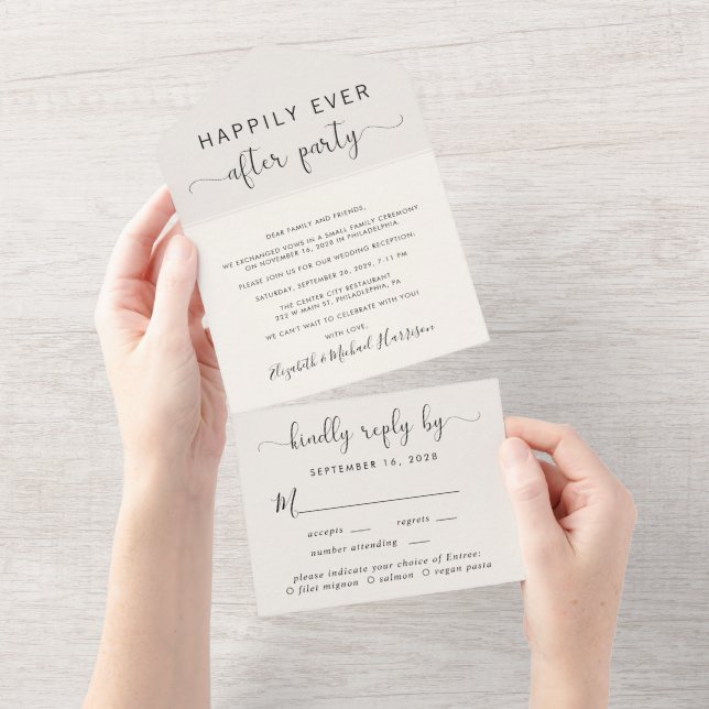 Invitation Tout En Un Choix du menu de réception de mariage Crème (Déchirure)