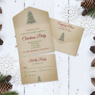 Invitation Tout En Un Christmas Tree Kraft Papier Société Fête