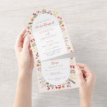 Invitation Tout En Un Chute Fleur sauvage fantaisie Calligraphie Mariage<br><div class="desc">Chute Fleur sauvage fantaisie Calligraphie Oval Mariage All in One Invitation</div>