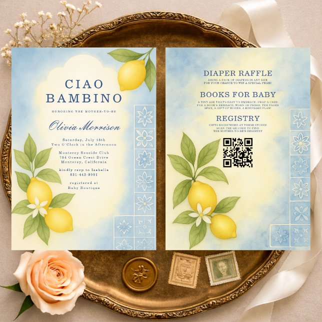 Invitation Tout en Un Ciao Bambino Code QR Baby Shower (Créateur téléchargé)