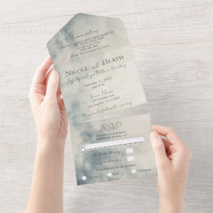 Invitation Tout En Un Ciel Abstrait Aquarelle Vintage Mariage Moderne   