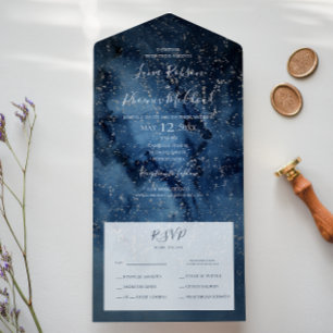 Invitation Tout En Un Ciel nocturne céleste   Sceau Et Envoi Argent
