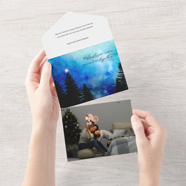 Invitation Tout En Un Citation de Noël avec Starry Night Sky & Woods (Déchirure)