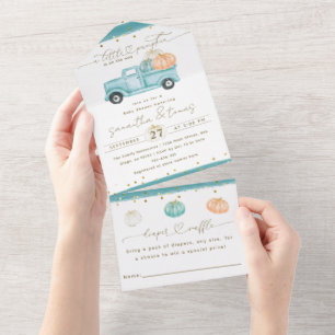 Invitation Tout En Un Citrouille minimaliste moderne Automne bébé garçon