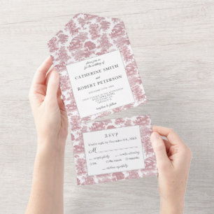 Invitation Tout En Un Classé Vintage Chic Elégant Bleu Cheval Toile Tout