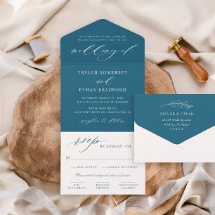 Invitation Tout En Un Classic Elegant Blue Sapphire Mariage