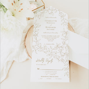 Invitation Tout En Un Classic Gold Green Mariage Entree Choice