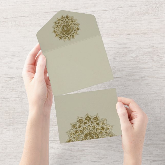 Invitation Tout En Un Classique Mandala Inde Style 4 (Déchirure)