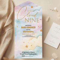 Cloud 9 Gold Stars Baby shower Aquarelle