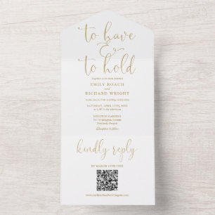 Invitation Tout En Un Code QR Chic Or Pour Avoir Et Conserver Mariage