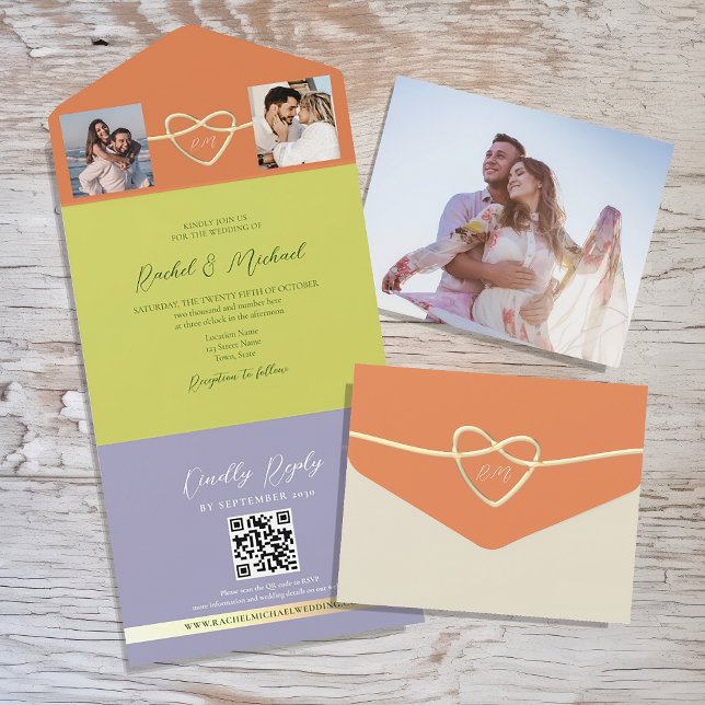Invitation Tout En Un Code QR de photo Citron Vert Mariage (Créateur téléchargé)