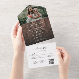 Invitation Tout En Un Code QR de réponse pour un mariage en plein air en