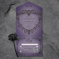 Code QR gothique noir et violet en fibre de coeur
