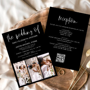 Invitation Tout en un code QR Le Mariage du minimaliste