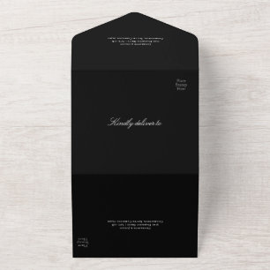 Invitation Tout En Un Code QR Mariage Minimaliste Typographique Noir
