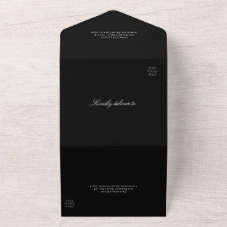 Invitation Tout En Un Code QR Mariage Minimaliste Typographique Noir