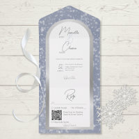 Code QR moderne Dusty Blue & Snow Silver Foil