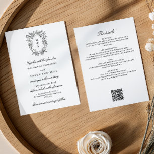 Invitation Tout en Un Code QR Vintage Crest Mariage