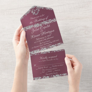 Invitation Tout En Un Coeur romantique et Parties scintillant sur Lavend