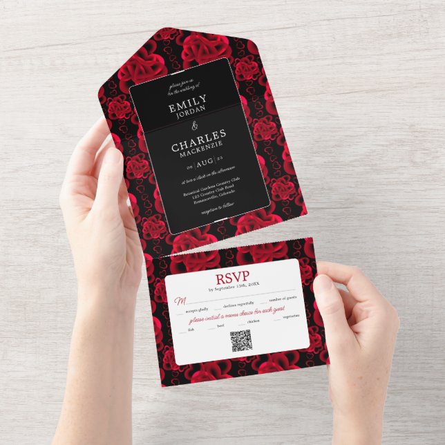 Invitation Tout En Un Coeurs abondants en un mariage Inviter (Déchirure)