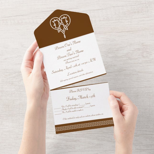 Invitation Tout En Un Coeurs de poids celtique au chocolat (Déchirure)