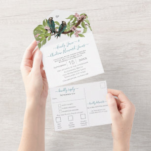 Invitation Tout En Un Colibri rose secret forêt jardin