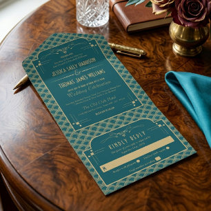 Invitation Tout En Un Collection de mariage Gatsby Art Déco vintage des
