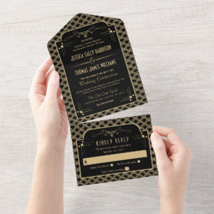 Invitation Tout En Un Collection de Mariages Art Déco Gatsby vintage des