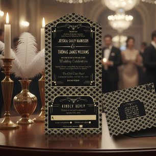 Invitation Tout En Un Collection de Mariages Art Déco Gatsby vintage des