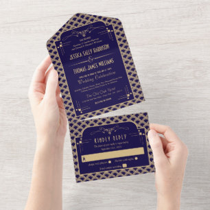 Invitation Tout En Un Collection de Mariages Art Déco Gatsby vintage des