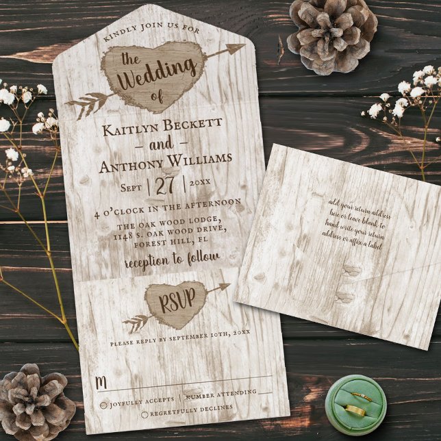 Invitation Tout En Un Collection de Mariages d'arbre cardiaque sculpté (Créateur téléchargé)