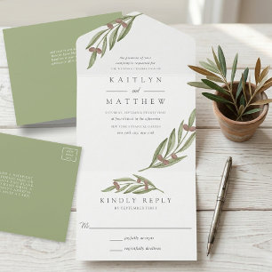 Invitation Tout En Un Collection de Mariages de Branches d'Olivier